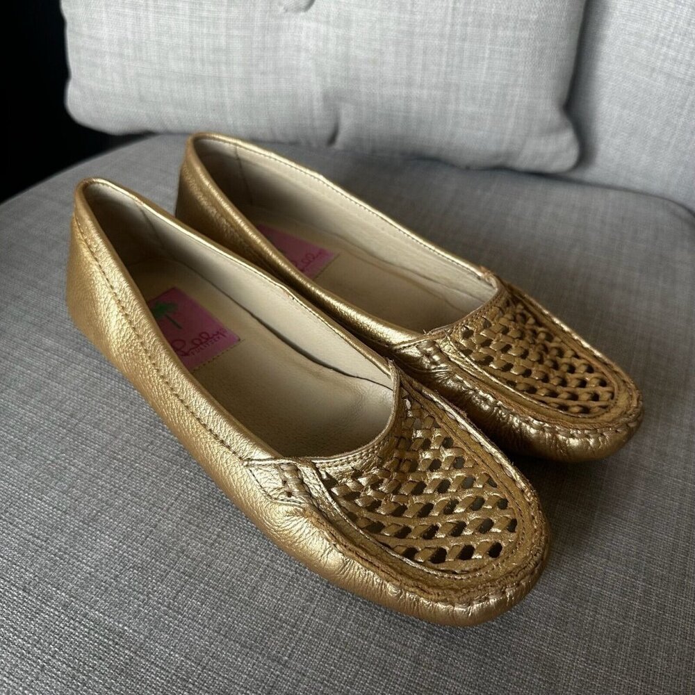 Lilly Pulitzer Gold Loafers